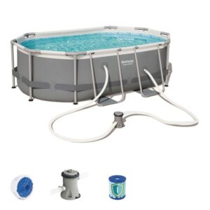 Piscina power steel oval 305x200x84 cm. con filtro de cartucho
