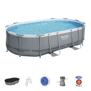 Piscina power steel oval 427x250x100 cm, con depuradora de cartucho.