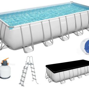 Piscina Tubular Bestway Rectangular 640x274x132 cm, con filtro de arena.